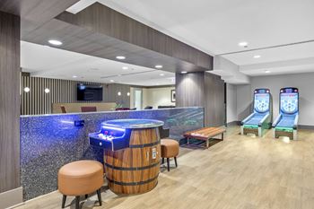 Game room at the elle apartments in chicago, il 60605